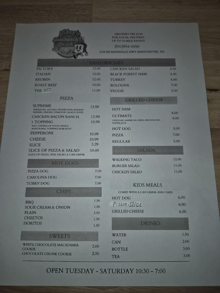 Tobey's Sandwich Shack Menu image 1